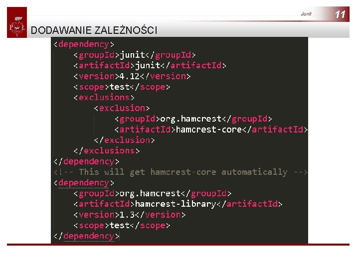 Junit DODAWANIE ZALEŻNOŚCI 11 