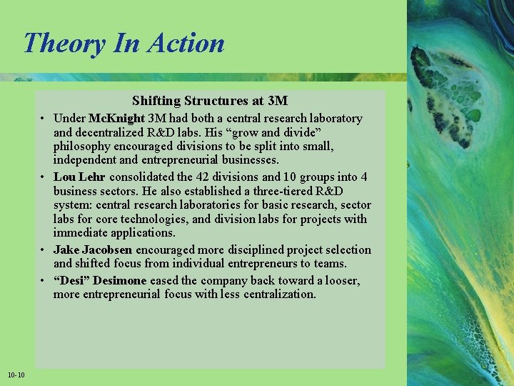 Theory In Action Shifting Structures at 3 M • Under Mc. Knight 3 M