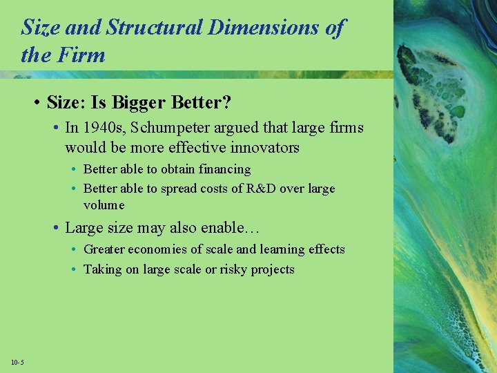 Size and Structural Dimensions of the Firm • Size: Is Bigger Better? • In