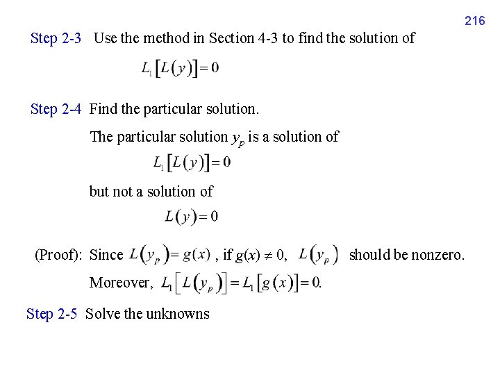 216 Step 2 -3 Use the method in Section 4 -3 to find the