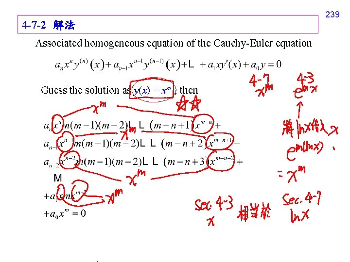 4 -7 -2 解法 Associated homogeneous equation of the Cauchy-Euler equation Guess the solution