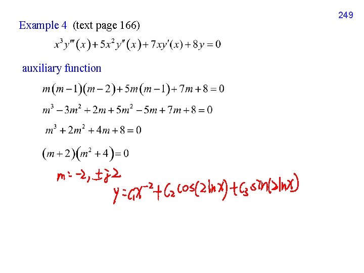 Example 4 (text page 166) auxiliary function 249 