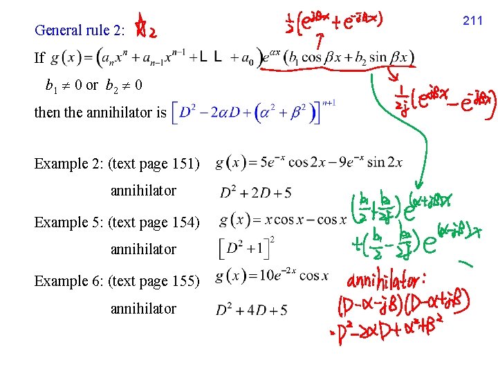 General rule 2: If b 1 0 or b 2 0 then the annihilator