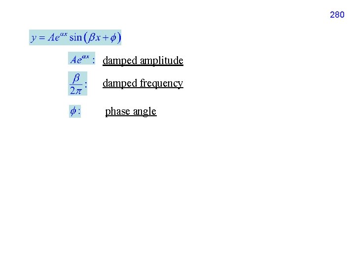 280 damped amplitude damped frequency phase angle 