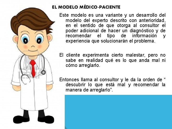 EL MODELO MÉDICO-PACIENTE Este modelo es una variante y un desarrollo del modelo del EL MODELO MÉDICO-PACIENTE Este modelo es una variante y un desarrollo del modelo del