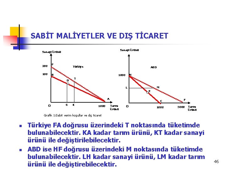 SABİT MALİYETLER VE DIŞ TİCARET Sanayi Ürünü 200 F 100 B Türkiye ABD H