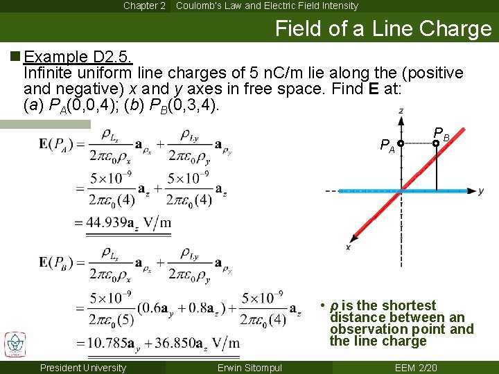 Chapter 2 Coulomb’s Law and Electric Field Intensity Field of a Line Charge n