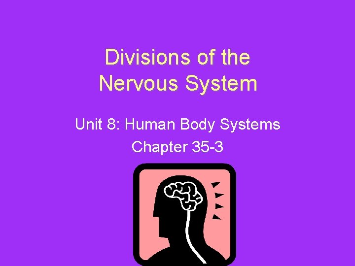 Divisions of the Nervous System Unit 8: Human Body Systems Chapter 35 -3 
