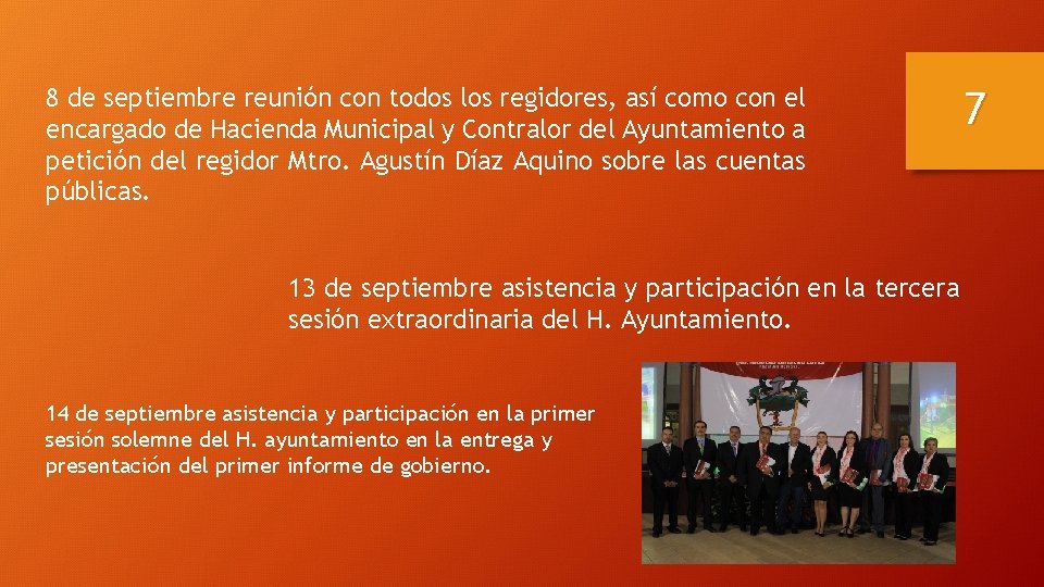 8 de septiembre reunión con todos los regidores, así como con el encargado de