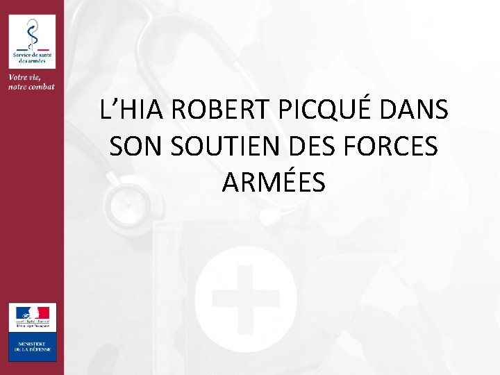 L’HIA ROBERT PICQUÉ DANS SON SOUTIEN DES FORCES ARMÉES 