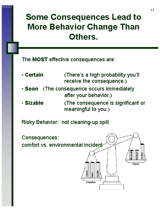 Some Consequences Lead to More Behavior Change Than Others. The MOST effective consequences are:
