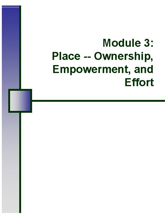 Module 3: Place -- Ownership, Empowerment, and Effort 