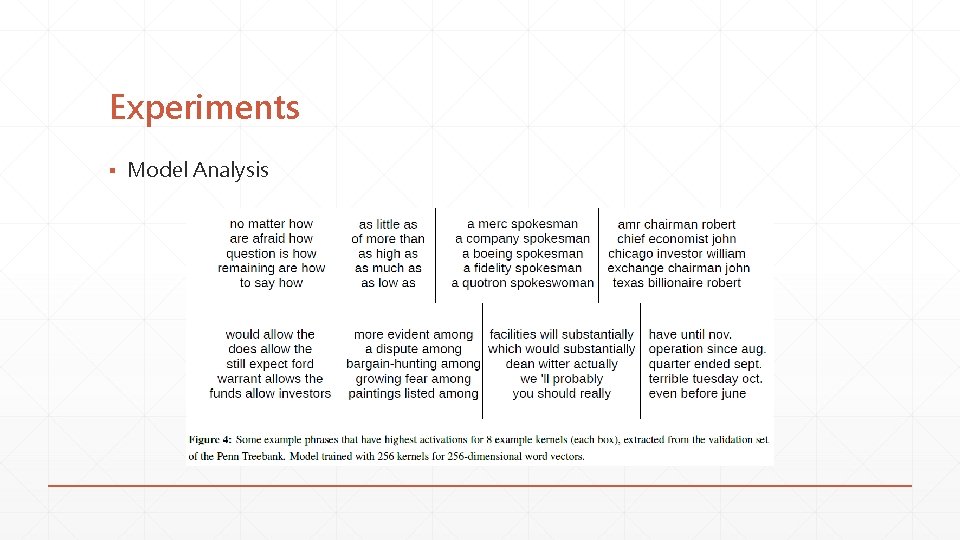 Experiments ▪ Model Analysis Experiments ▪ Model Analysis