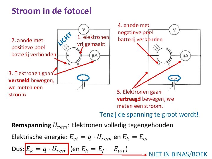 Stroom in de fotocel T 1. elektronen H C 2. anode met I L Stroom in de fotocel T 1. elektronen H C 2. anode met I L