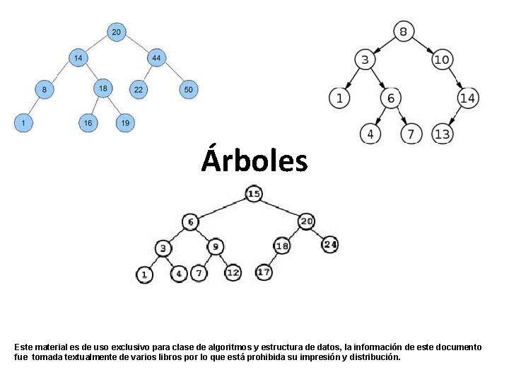 Árboles Este material es de uso exclusivo para clase de algoritmos y estructura de