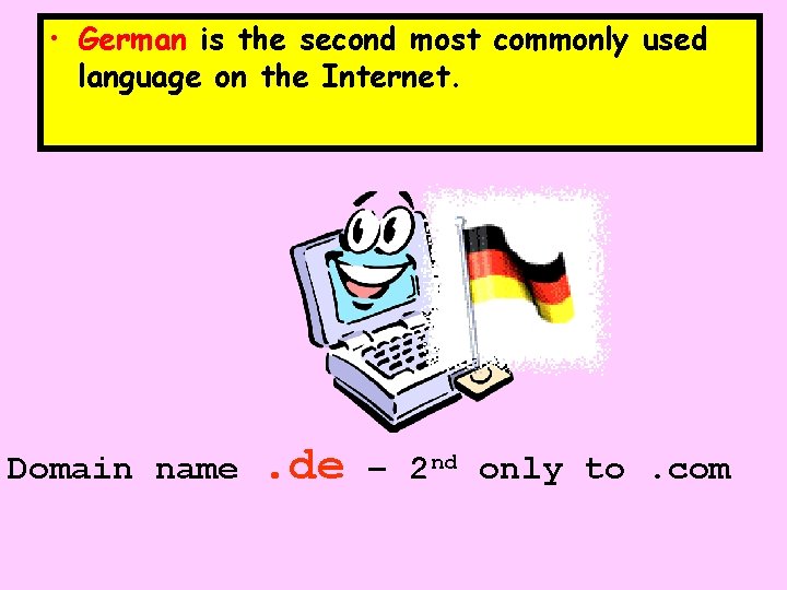  • German is the second most commonly used language on the Internet. Domain