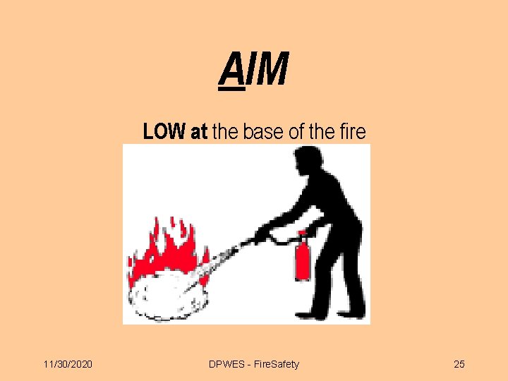 AIM LOW at the base of the fire 11/30/2020 DPWES - Fire. Safety 25