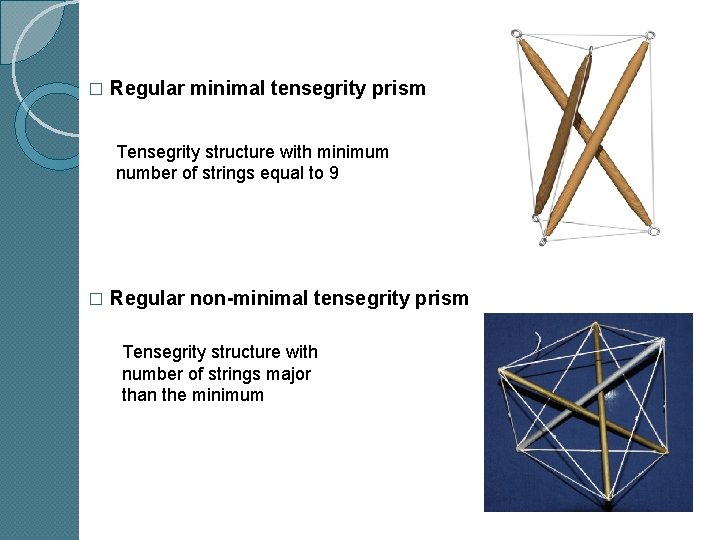 � Regular minimal tensegrity prism Tensegrity structure with minimum number of strings equal to