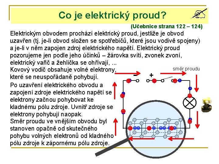 Co je elektrický proud? (Učebnice strana 122 – 124) Elektrickým obvodem prochází elektrický proud,