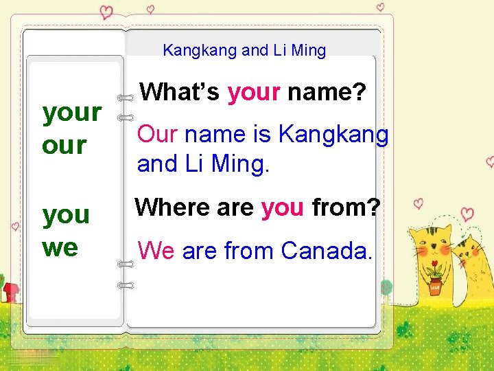 Kangkang and Li Ming your you we What’s your name? Our name is Kangkang