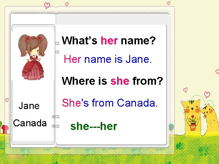 What’s her name? Her name is Jane. Where is she from? Jane Canada She's