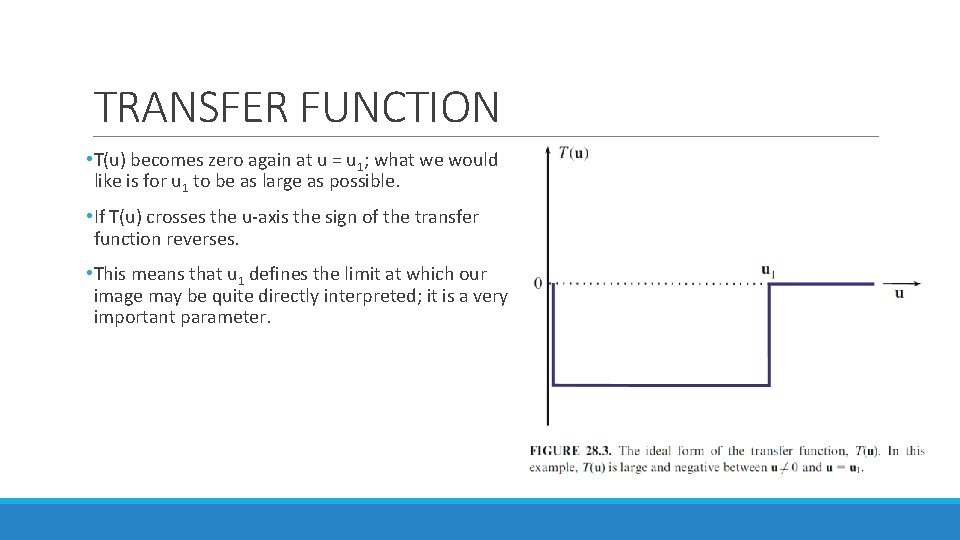 TRANSFER FUNCTION • T(u) becomes zero again at u = u 1; what we TRANSFER FUNCTION • T(u) becomes zero again at u = u 1; what we