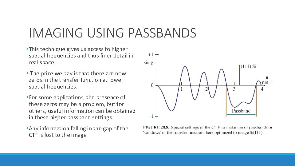 IMAGING USING PASSBANDS • This technique gives us access to higher spatial frequencies and IMAGING USING PASSBANDS • This technique gives us access to higher spatial frequencies and