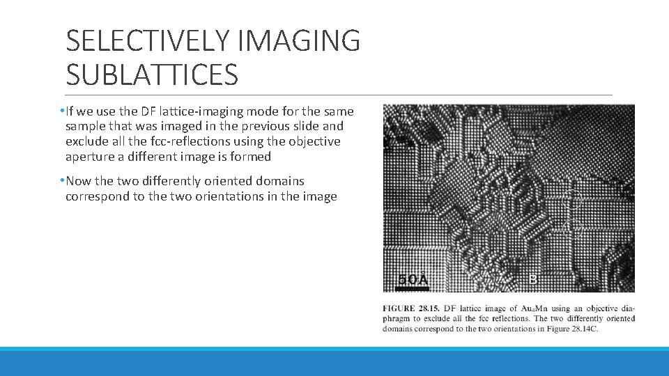 SELECTIVELY IMAGING SUBLATTICES • If we use the DF lattice-imaging mode for the sample SELECTIVELY IMAGING SUBLATTICES • If we use the DF lattice-imaging mode for the sample