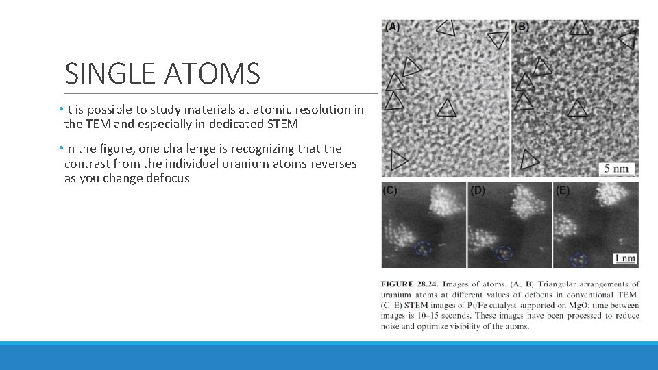 SINGLE ATOMS • It is possible to study materials at atomic resolution in the SINGLE ATOMS • It is possible to study materials at atomic resolution in the