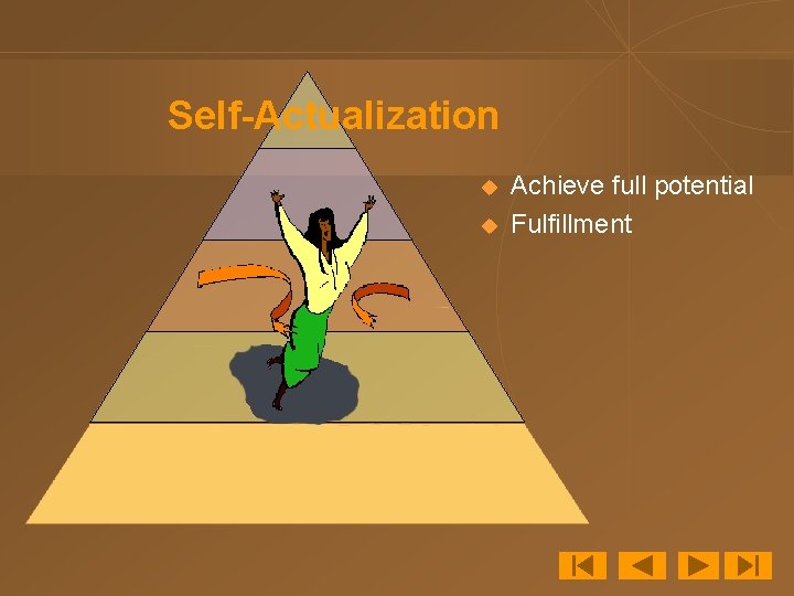 Self-Actualization u u Achieve full potential Fulfillment 