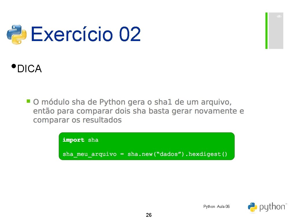 Exercício 02 • DICA Python Aula 06 26 