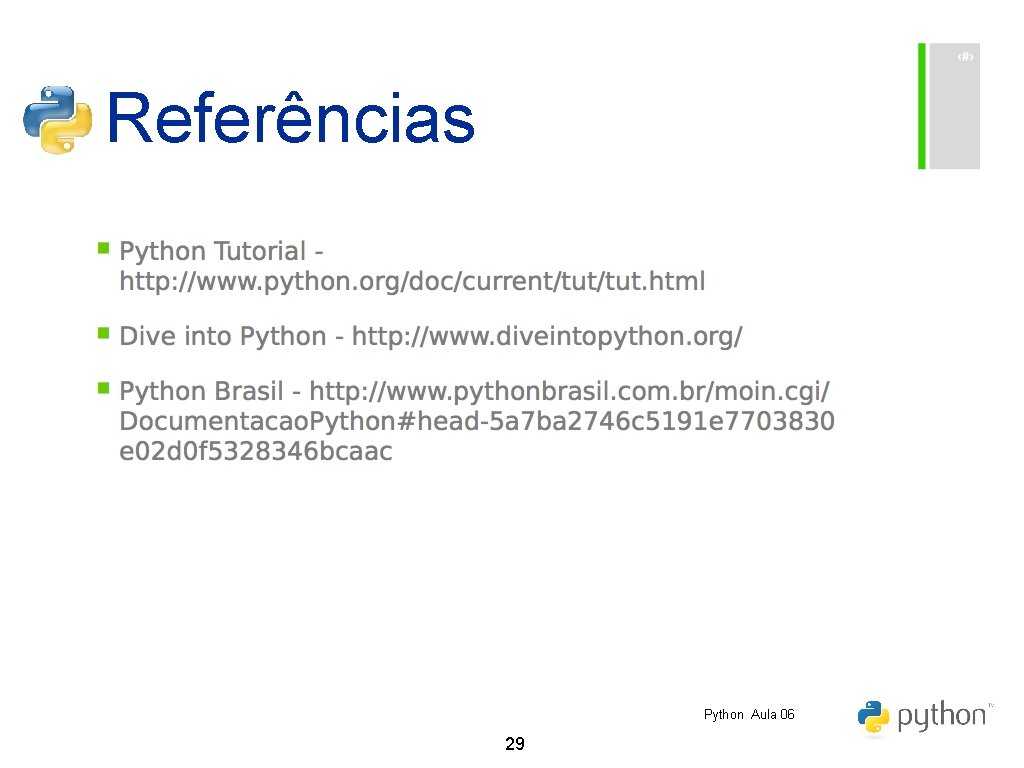 Referências Python Aula 06 29 