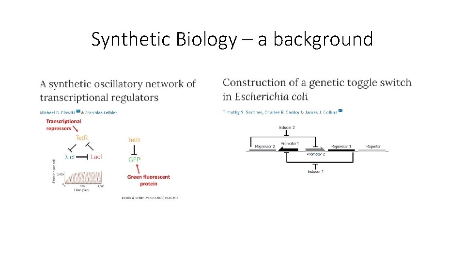 Synthetic Biology – a background 