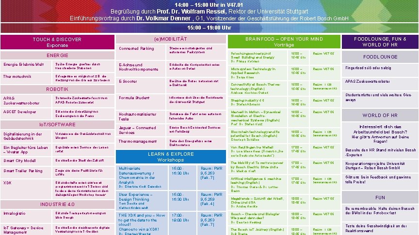 14: 00 – 15: 00 Uhr in V 47. 01 Begrüßung durch Prof. Dr.