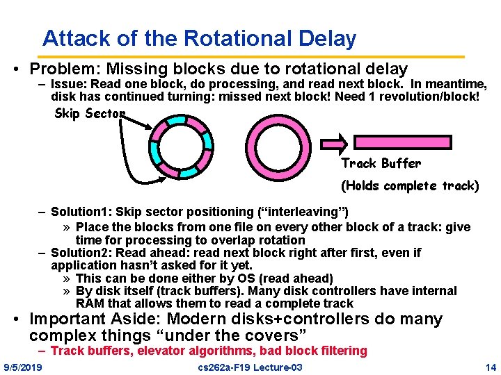 Attack of the Rotational Delay • Problem: Missing blocks due to rotational delay –