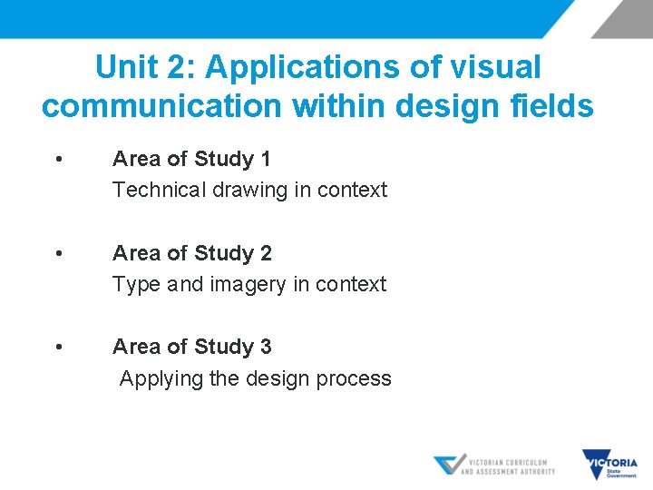 Unit 2: Applications of visual communication within design fields • Area of Study 1