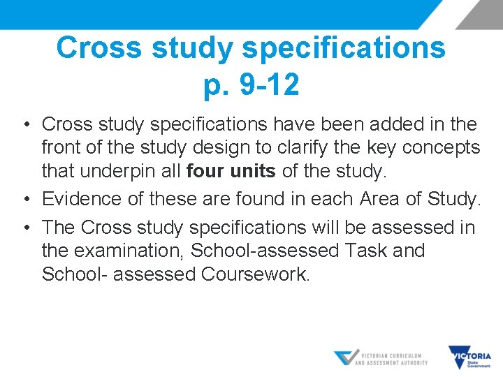 Cross study specifications p. 9 -12 • Cross study specifications have been added in