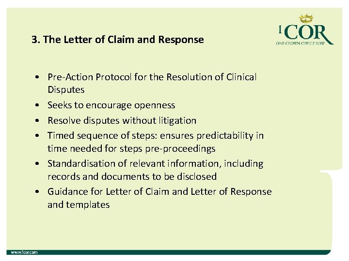3. The Letter of Claim and Response • Pre-Action Protocol for the Resolution of 3. The Letter of Claim and Response • Pre-Action Protocol for the Resolution of