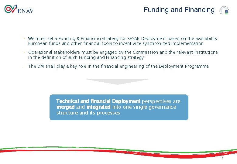 Funding and Financing We must set a Funding & Financing strategy for SESAR Deployment