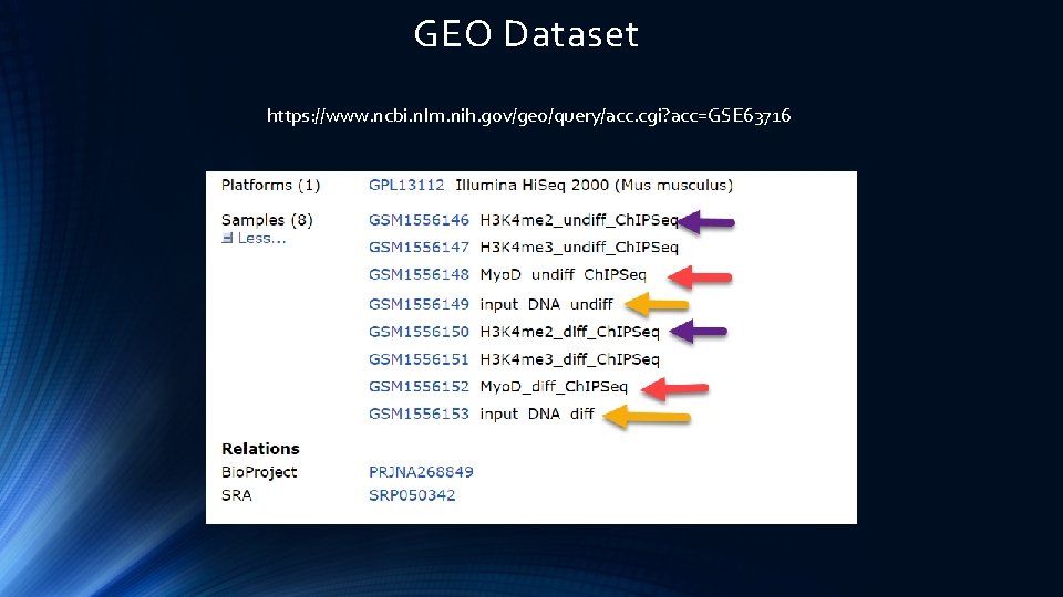 GEO Dataset https: //www. ncbi. nlm. nih. gov/geo/query/acc. cgi? acc=GSE 63716 
