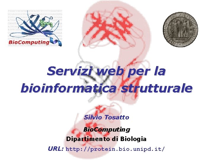 Servizi web per la bioinformatica strutturale Silvio Tosatto Bio. Computing Dipartimento di Biologia URL: