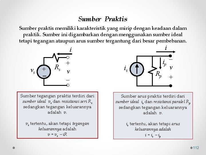 Sumber Praktis Sumber praktis memiliki karakteristik yang mirip dengan keadaan dalam praktik. Sumber ini