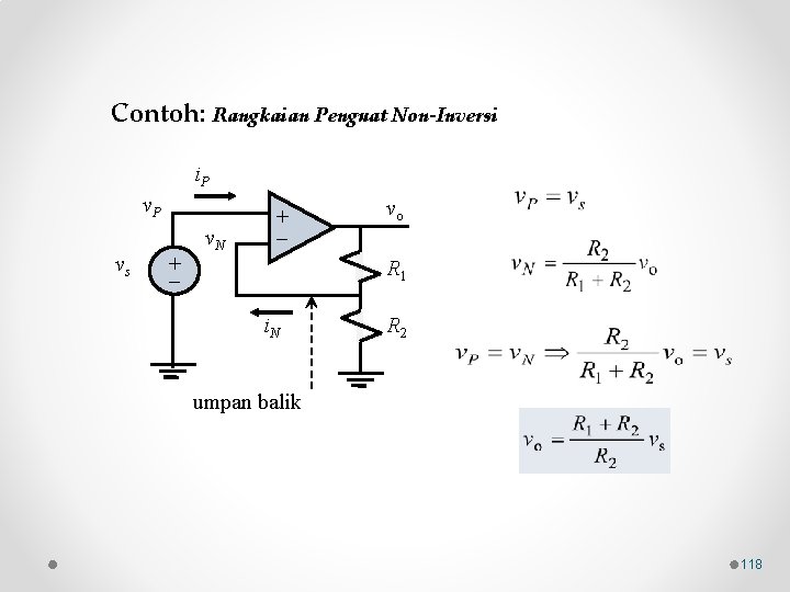 Contoh: Rangkaian Penguat Non-Inversi i. P vs + v. N + vo R 1