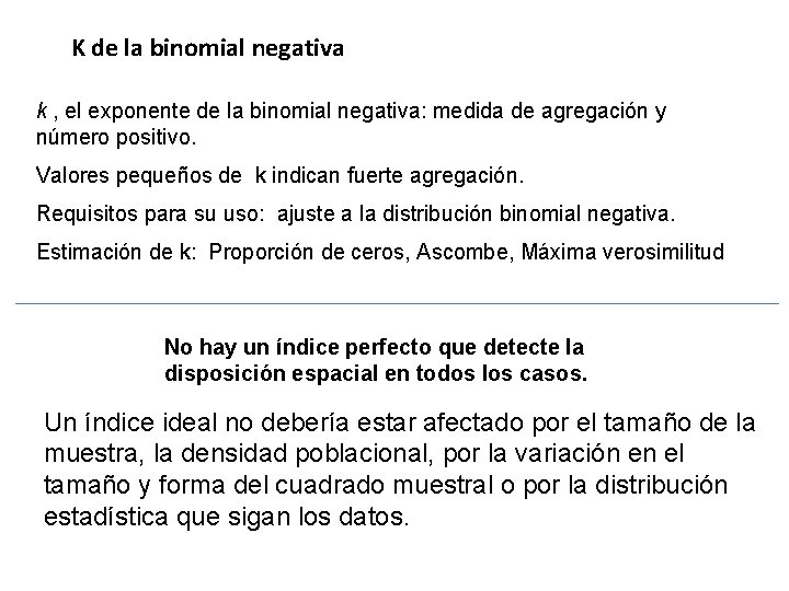 K de la binomial negativa k , el exponente de la binomial negativa: medida