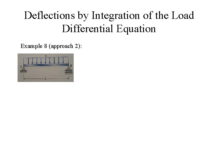 Deflections by Integration of the Load Differential Equation Example 8 (approach 2): 