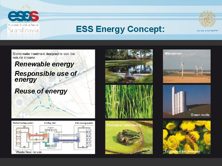 ESS Energy Concept: Renewable energy Responsible use of energy Reuse of energy 