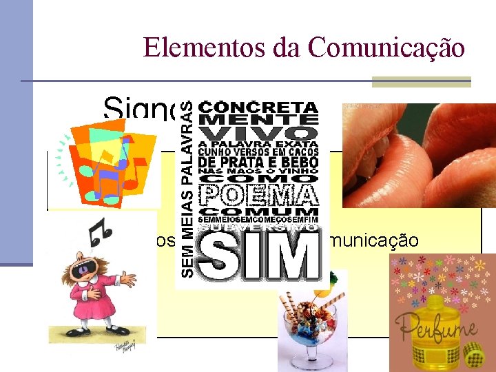 Elementos da Comunicação Signos Tijolos que formam a comunicação 