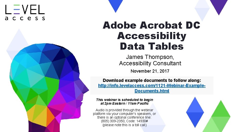 Adobe Acrobat DC Accessibility Data Tables James Thompson, Accessibility Consultant November 21, 2017 Download