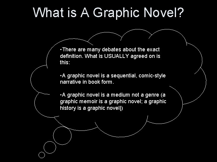 What is A Graphic Novel? • There are many debates about the exact definition.