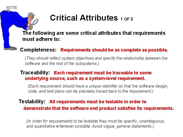 MITRE The Proper Specification of Requirements American Society
